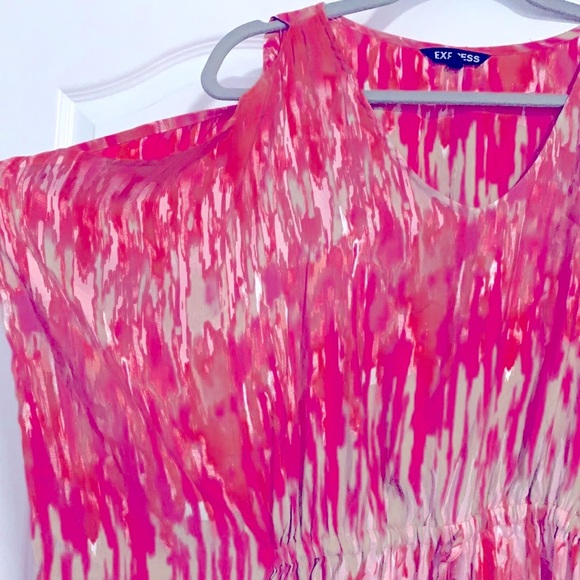 Express Cold Shoulder Winged Drawstring Blouse - Picture 2 of 5